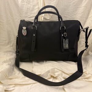 Tumi Black coated leather laptop briefcase tote men / women